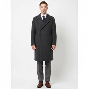 Men's Vintage London Fog Long Wool Coat Grey Made in USA Size 40 Regular